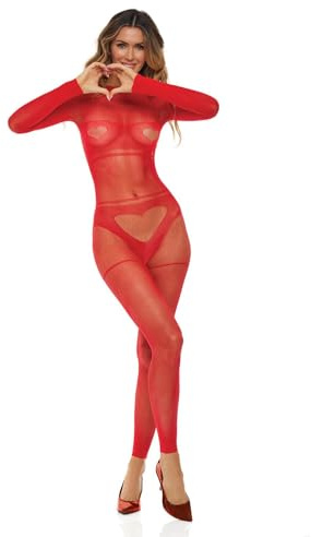 Rene Rofe Lingerie Bodystocking Mad Love Red one size