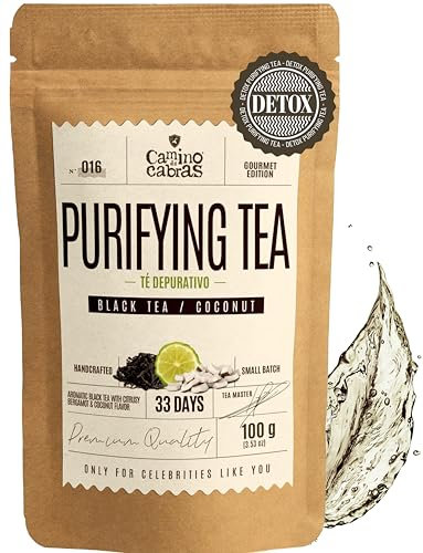 Earl Grey Tea Loose Leaf CAMINO DE CABRAS® | Liver Cleanse & Detox Infusion | Premium Ceylon & Assam Black Tea with Bergamot, Exotic Coconut, Horsetail, Marigold, Blue Cornflower & Vanilla | 100g