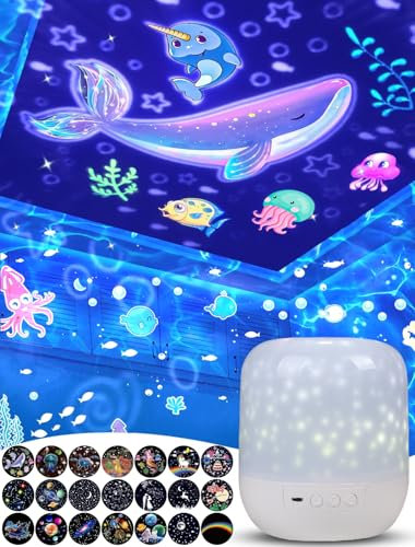 21 uppsättningar filmer, nattljusprojektor för barnrum, babyprojektor för tak, Star Galaxy-projektor med 360° rotation dimbar för pojkar och flickor, födelsedag, jul,