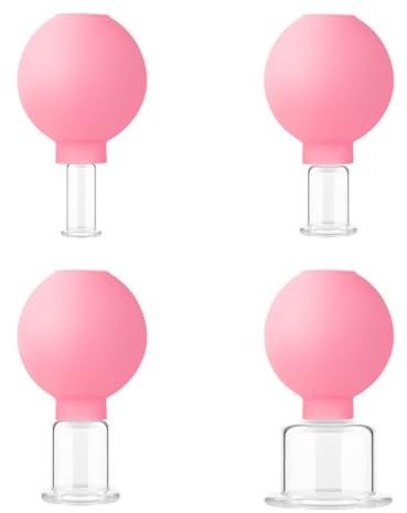 CENPEK Coppette per Massaggio facciale in Silicone da 4 Pezzi per Sollevamento della Pelle, riduzione della Cellulite, Coppe raschianti per massaggiatore Viso -Rosa