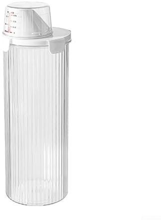 Kitchen Storage Dispenser Container With Measuring Cup Pour Spout Dry Food Storage Bin For Cereal Rice Flour Sugar Beans Organization Clear Plastic(Large)