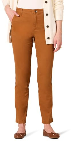 Amazon Essentials Pantalon Kaki à Jambe Droite Taille Haute, Coupe ajustée Femme, Caramel, 44 Grande Longueur