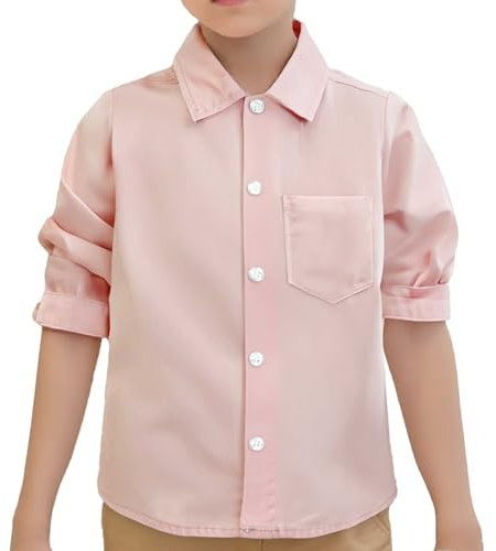 2025 Kids Boys Girls Shirt Solid Long Sleeve Toddler Kids Gentleman Button Tops Baby Black, pink, 18-24 Months