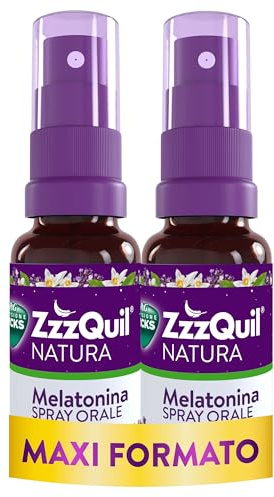 ZzzQuil Spray Orale Integratore per il Sonno con Dose Flessibile da 0,5 mg a 1 mg di Melatonina, Aroma di Lavanda e Arancia, Senza Zucchero e Alcol, Formula Vegana, 30 ml, Maxi Formato 2 Confezioni