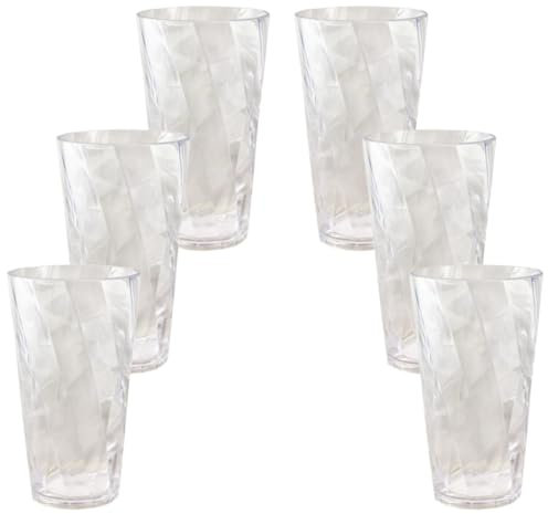 Garden Mile Vasos transparentes Highball de 600 ml, juego de vasos apilables de 15 cm x 8 cm, juego de 6 vasos de pinta para picnic, jacuzzi y juego de vasos de vidrio de uso diario