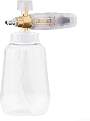 Besttoolifes Cannone in schiuma per idropulitrice da 1 l, con ugello regolabile e dispenser di sapone in schiuma spessa da 1/4 di pollice a connessione rapida, per auto, barca, tetto e pulizia esterna