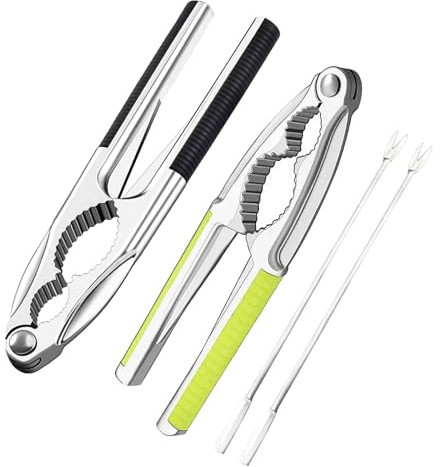 MIPIACE 2 PCS Schiaccianoci in Metallo Rompinoci Acciaio Inox Schiaccianoci Multifunzione con 2 Ago per I'estrazione della Polpa della Frutta Rompi Noci Cracker per Noci Noce Cracker per Tutti i Tipi