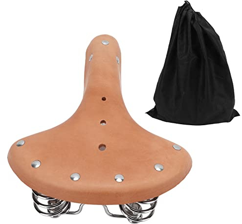MMABEUTF Vintage cykelsadel av nötläder i klassisk stil, retro cykelkudde med fjädrar för cykling utomhus