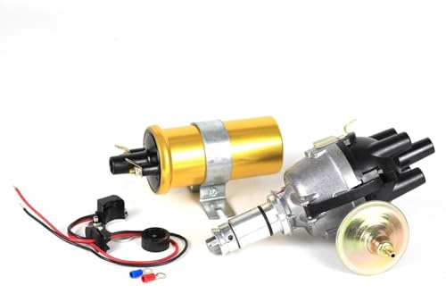 Distribuidor Distribuidor + Kit eléctrico + Bobina Compatible con Lucas TR3, TR4, TR4a Kit de encendido electrónico de alto rendimiento 25D4 Tierra positiva Distribuidor de encendido