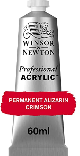 Winsor & Newton 2320466 Professional Acrylfarbe in Künstlerqualität, hohe Farbbrillanz & Deckkraft, Archivqualität, 60ml Tube - Permanent Alizarinkarmesin