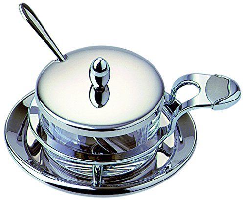 Mori Italian Factory Bombé Formaggiera con Cucchiaino e Contenitore in Cristallo, Acciaio e Trasparente
