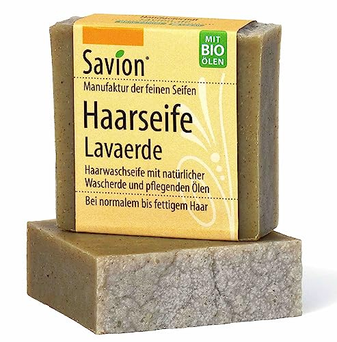 Savion Haarseife Lavaerde, für normales und fettiges Haar, Vegan, Palmölfrei, Tierversuchsfrei, Plastikfrei, 85g