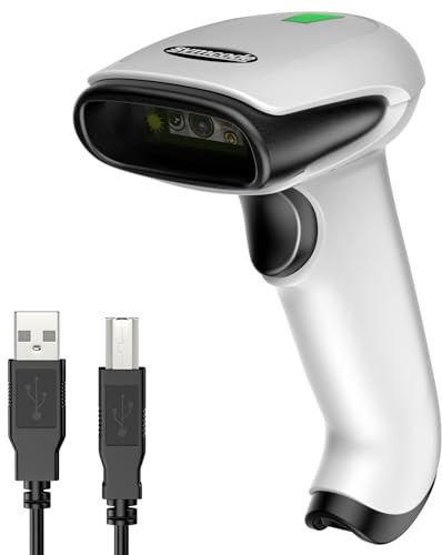 Symcode Bluetooth 2D Barcode Scanner 3-in-1 Wireless & USB Wired & Bluetooth Barcode Reader Scanner 1D 2D QR Code Scanner Automatic Fast Precise Bar Code Scanner for Phone Laptop Tablet White