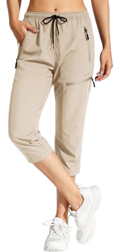MOCOLY Pantalon Randonnée Femme Léger à Séchage Rapide Imperméable en Plein Air Pantalon Montagne Pantalon Sport Cargo Extensible Pantalon Travail Pantalon Chasse avec Poche Zippée UPF 50