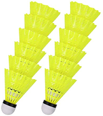 HMwish 12x Federbälle gelb Badmintonbälle für Training & Wettkampf Badminton - Feder Ball/Bälle Federball für Outdoor & Indoor
