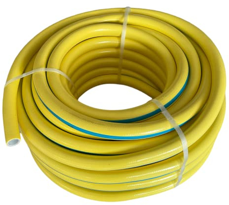 Tubo innaffio per irrigazione 6 strati antitorsione Giallo Flessibile antialga retinato da giardino (Diametro 1/2 - 50 metri)
