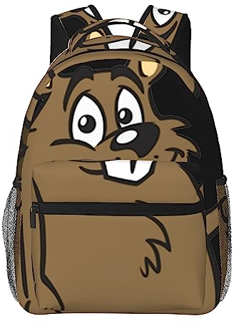 AABSTBFM Bauernhof-Huhn-Schulrucksack, leicht, College-Rucksack, lässig, Reisen, Schultaschen mit Reißverschluss, Schulrucksack für Mädchen und Jungen, Biber, Einheitsgröße