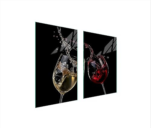 TMK ArtDeko Plaque de protection universelle pour plaque de cuisson 65 x 52 cm 2 pieces Protection contre les éclaboussures Planche a découper en verre trempé Décoration, Vin
