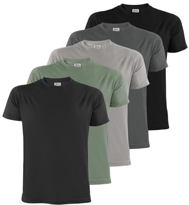 ALPIDEX T-Shirt Magliette da Uomo Confezione da 5 Girocollo 100% Cotone Manica Corta Basic Casual Tinta Unita S M L XL XXL 3XL 4XL 5XL, Taglia:M, Colore:Storm