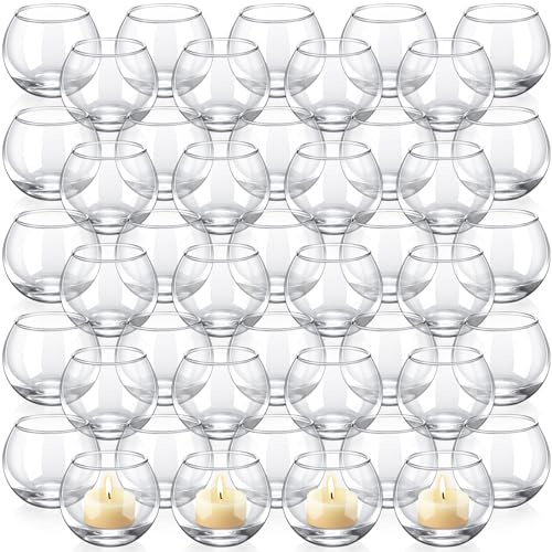 Ziliny 48 Pcs Clear Glass Votive Candle Holders Bulk Tealight Candle Holders Wedding Table Centerpiece Decor Vase for Wedding Bridal Shower Party Decoration