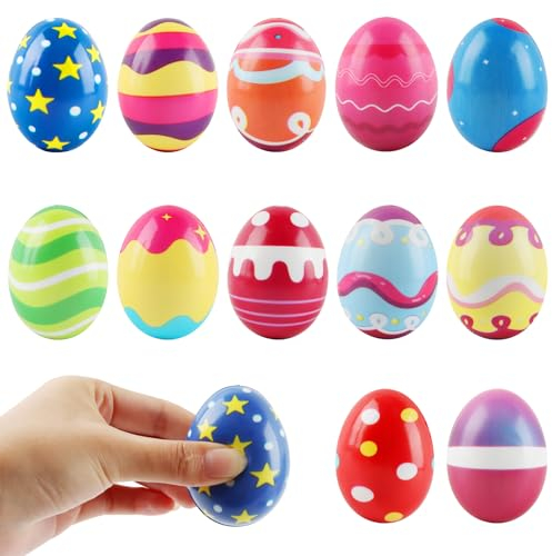 Ostereier, RosyFate 12 Stück Antistressball Ei, Squishy Ball Eii, Squeeze Toy, Stressball, Ei Spielzeug, für Osterkörbchen, Ostern Dekoration, Osterthema Party Gunst, Ostereier Jagen