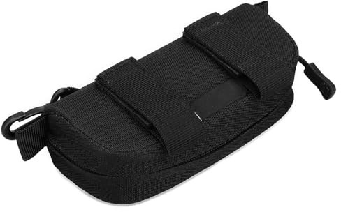 Explokit Tactical Glasses Case Molle Sunglasses Bag Portable Eyeglasses Carrying Cases with Molle Straps and Clip for Outdoor Hiking Hunting Camping Training (#01-Black)