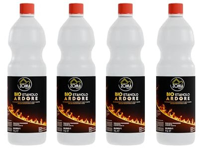 ZOMAHOME Bioetanolo Liquido per Stufa e Camino - Bioetanolo inodore ad Alto Potere Calorico - Bioetanolo per camino inodore ideale per interni, Liquido bioetanolo di origine vegetale - 4 Litri