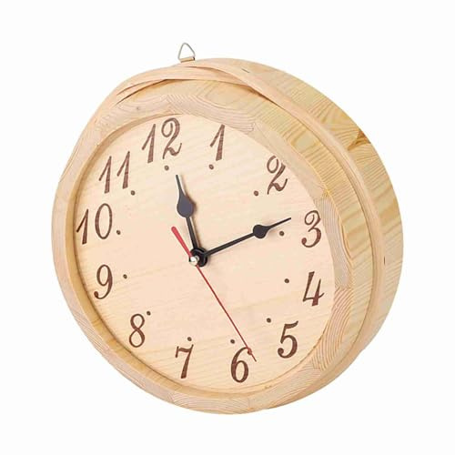 Jwthee Horloge de sauna en bois de 23,1 cm, horloge portable pour sauna, hammam, douche, douche, accessoire pour sauna, maison, chambre à coucher, salon