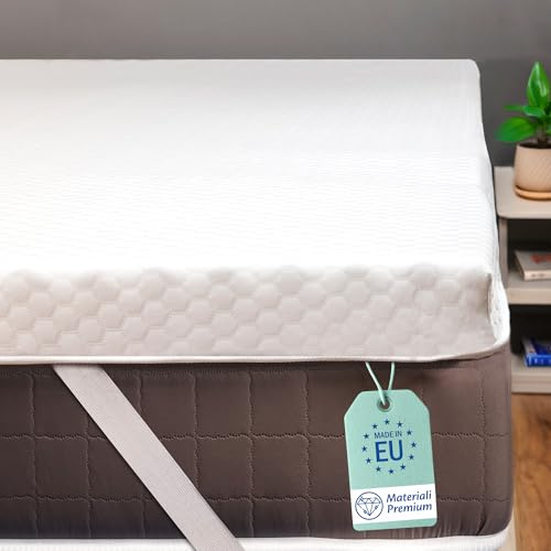 Topper Una Piazza e Mezza per Materasso 140x190 Alto 6 cm Correttore in Foam con Federa in Tessuto Antiacaro Sfoderabile e Lavabile e Materiale Antiscivolo per Letto e Divano Letto per Sonni Migliori