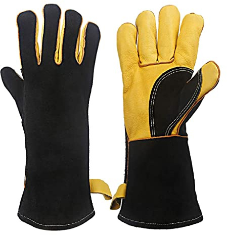 UOHLCX HBJWOV Welding Fire Gloves for Woodburning,Fireplace, Stove, Safety Work Oven Grill(E)