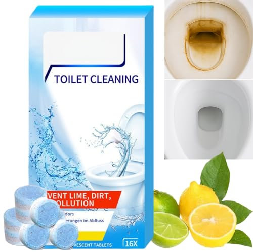 16pcs Toilet Cleaner Tablets,Toilet Deep Cleaner,New Effervescent Tablets for Deep Cleaning,Strong Limescale Remover,Powerful Foam Cleaner,Foaming Toilet Bowl Cleaner,Toilet Descaler Heavy Duty