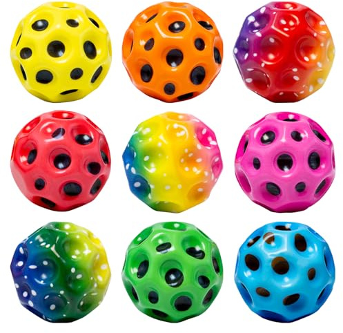 Pilikoll 9 Pièces 6cm Space Ball Super High Bounce Balle de Rebond en PU Space Jump Astro Jump Balls balles Rebondissante balles de Rebond en PU Moon Bouncing Balls pour Enfants et Adultes