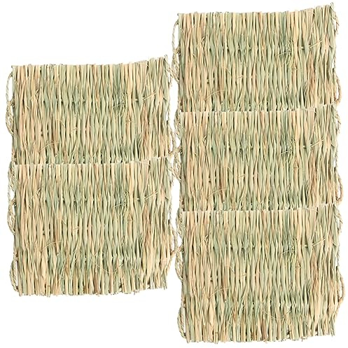 BESTonZON 5 Piezas Estera de Paja para Conejos Tejida Natural Pequeña Estera de Hierba para Conejos Cama para Jaulas Pequeñas y Conejitos