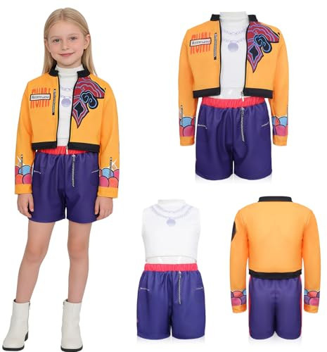 Ekukeon Disfraz de Cosplay para Niñas, Disfraz de Carnaval para Niñas, Disfraz de Cantante, Disfraz de Halloween (Talla 130)