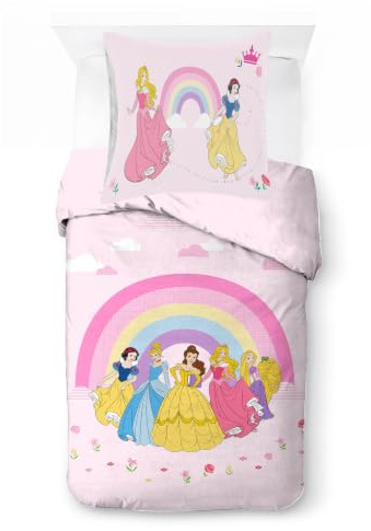 Jay Franco Kids Disney Princess – Juego De Funda Nórdica Individual Súper Suave con Funda De Almohada, Solo Funda NÓRDICA (Relleno No Incluido), Rosa, 2 Piezas