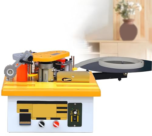 Máquina de bandas de bordes portátil para carpintería, control de temperatura por microcomputadora para bordes curvos y rectos, rotura automática de cinta, versión extendida con base