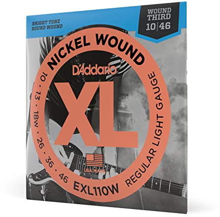 D'Addario XL Nickel EXL110W Electric Guitar Strings, Wound 3rd 10-46