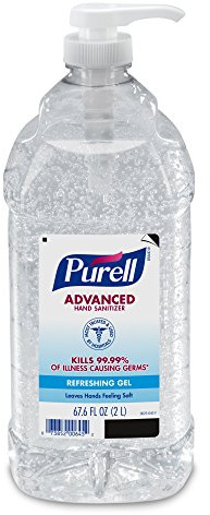 Purell Advanced 9625-02-EC Hand Sanitizer Refreshing Gel, cl Scent, 2 L, Tabletop Pump Bottle, 2-Pack