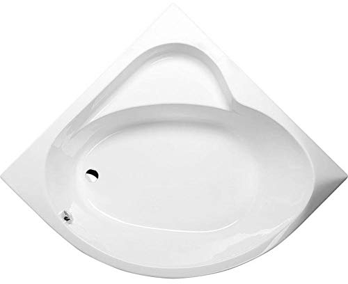 Polysan SIRIUS - Vasca angolare da bagno, 130 x 130 cm, profondità 43 cm, bianco, acrilico, da incasso, moderna, laccata, capacità 265 litri