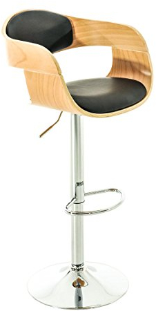 CLP Barhocker Kingston I Kunstleder-Bezug I Höhenverstellbarer Tresenhocker, Farbe:Natur/schwarz