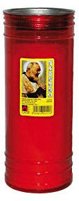 CERO VOTIVO PADRE PIO ROSSO MAXI CM. 8x24