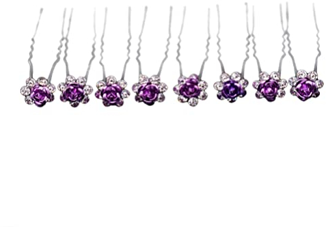 FRCOLOR 20 Stück Hochzeit Braut Strass Haarnadeln Kristall Blumen Haarschmuck (Lila)