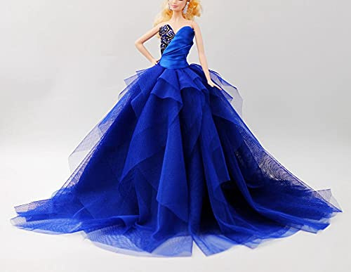 Handmade Cora Gu Sapphire Blue Ball Gown Princess Dress Fit for 12 Doll and Something Blue for Bride Wedding and Dolls' not Included
