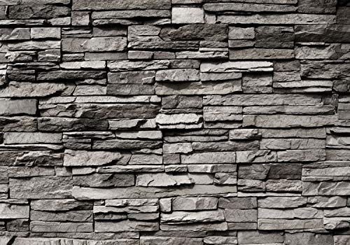 decomonkey Fototapete selbstklebend Steinwand Stein 392x280 cm Selbstklebende Tapeten Wand Fototapeten Tapete Wandtapete klebend Klebefolie Steintapete Steinoptik 3D Mauer grau