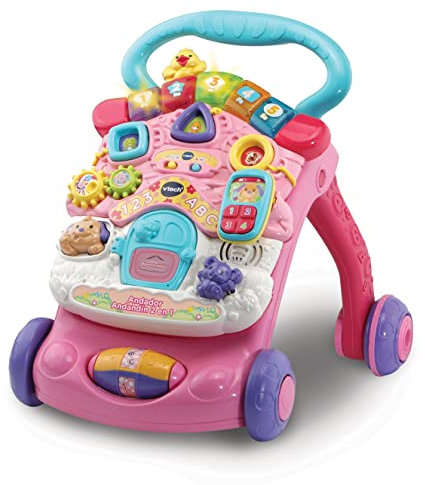 VTech - 2-in-1 Lauflernhilfe mit Musik und Lichtern, Klappbeine, herausnehmbares Panel, Geschwindigkeitsregler, Rosa, ESP-Ausführung, Standardverpackung