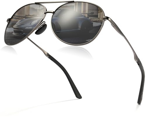 Cyxus Davos Style Aviator Sunglasses for Men Polarized UV400 Protection Military Pilot Sunglasses Trendy for Driving Hiking（Gunmetal）