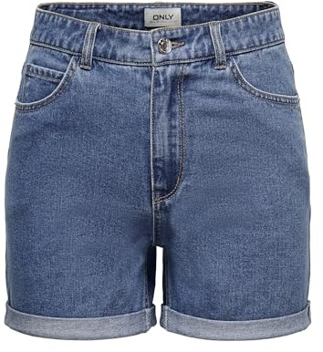 ONLY ONLVEGA Life HW MOM Shorts Noos, Bleu 3, L Femme