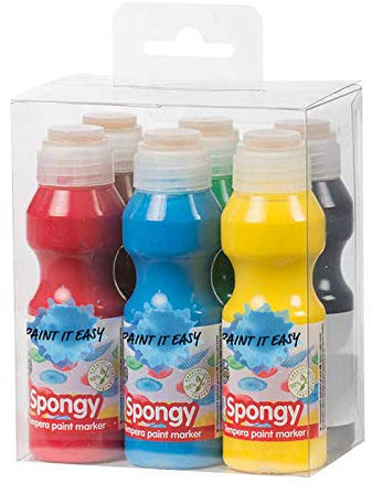 PAINT IT EASY NEU Plakatfarbe mit Schwammkappe, Tempera Farbmarker, Primärfarben-Set 6 x 70 ml