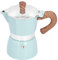 Caffettiera 3 Tazze Colorata, Caffettiera da Piano Cottura in Alluminio con Coperchio e Manico Anti Scottatura, Classica Caffettiera Non Adatta a Induzione (Blu)