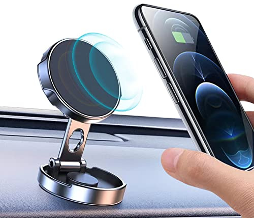 YGKJ Supporto magnetico per cellulare da auto, supporto per cellulare da auto, regolabile a 360 gradi, supporto magnetico per cruscotto con 6 potenti magneti, compatibile con iPhone, Samsung, Huawei